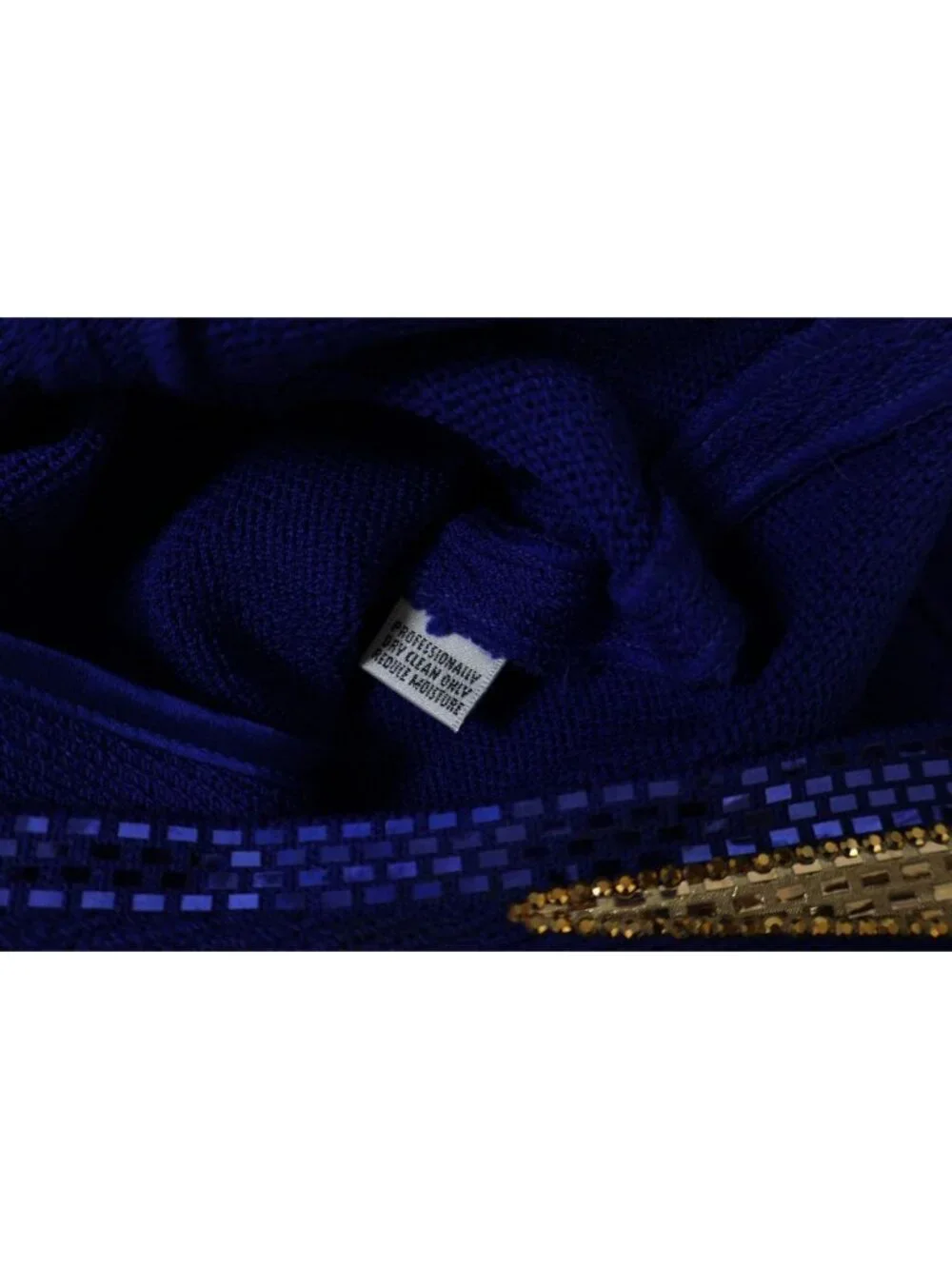 St. John Evening Blazer Size 2 Royal Blue Santana Knit Gold Sequin Trim Button - Picture 14 of 15